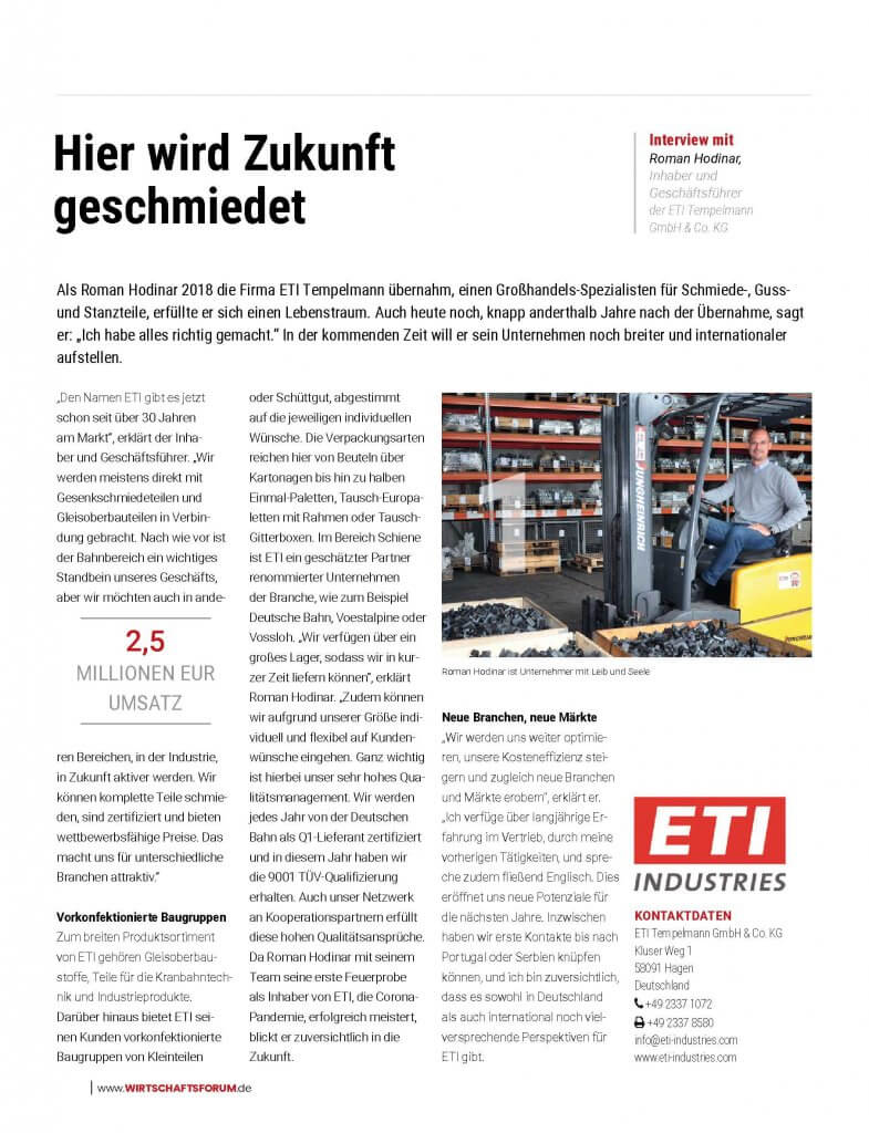 Bericht über ETI Industries