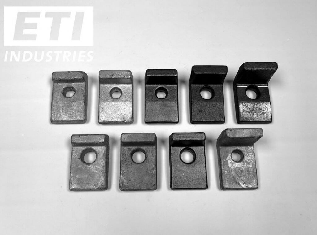 Crane rail clamping plates from ETI Industries for the crane rail technology
